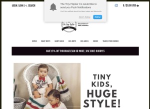 How thetinyhipster.com looks like on a tablet such as an iPad.