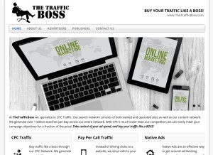 How thetrafficboss.com looks like on a tablet such as an iPad.
