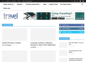 How thetravelmagazine.net looks like on a tablet such as an iPad.
