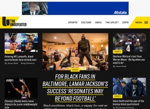 How theundefeated.com looks like on a tablet such as an iPad.