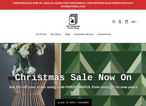 How theunderdogprintshop.com looks like on a tablet such as an iPad.