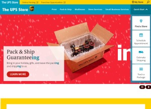 How theupsstore.com looks like on a tablet such as an iPad.