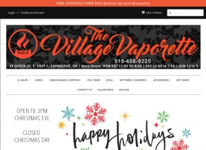 How thevillagevaporette.com looks like on a tablet such as an iPad.