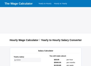 How thewagecalculator.com looks like on a tablet such as an iPad.