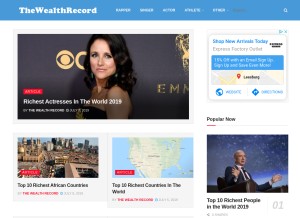How thewealthrecord.com looks like on a tablet such as an iPad.