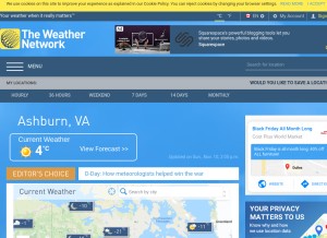 How theweathernetwork.com looks like on a tablet such as an iPad.