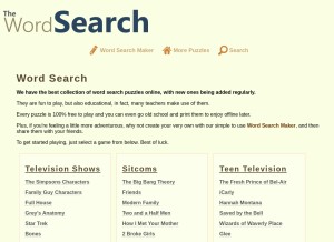 How thewordsearch.com looks like on a tablet such as an iPad.