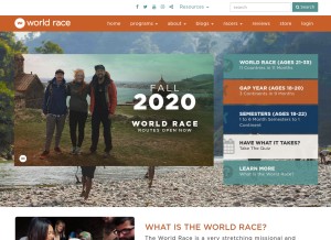 How theworldrace.org looks like on a tablet such as an iPad.