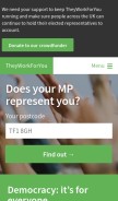 How theyworkforyou.com looks like on a mobile device such as an iPhone.