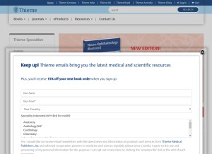 How thieme.com looks like on a tablet such as an iPad.