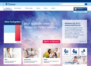 How thieme.de looks like on a tablet such as an iPad.