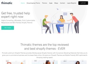 How thimatic.com looks like on a tablet such as an iPad.