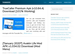 How thinkkers.com looks like on a tablet such as an iPad.