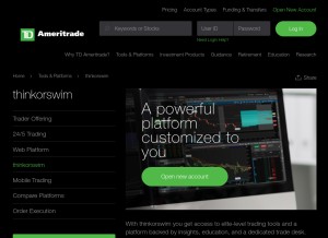 How thinkorswim.com looks like on a tablet such as an iPad.