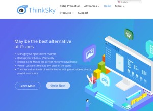 How thinkskysoft.com looks like on a tablet such as an iPad.