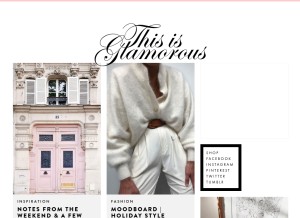 How thisisglamorous.com looks like on a tablet such as an iPad.