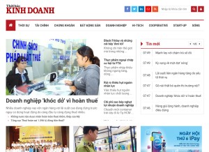 How thoibaokinhdoanh.vn looks like on a tablet such as an iPad.