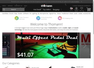 How thomannmusic.com looks like on a tablet such as an iPad.