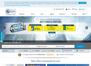 How thomascook.in looks like on a tablet such as an iPad.