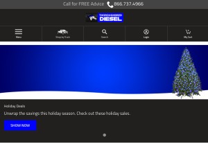 How thoroughbreddiesel.com looks like on a tablet such as an iPad.