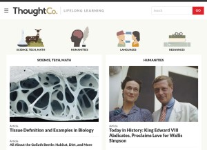How thoughtco.com looks like on a tablet such as an iPad.