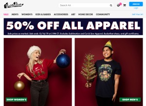 How threadless.com looks like on a tablet such as an iPad.