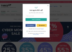 How thredup.com looks like on a tablet such as an iPad.