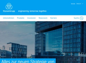 How thyssenkrupp.com looks like on a tablet such as an iPad.