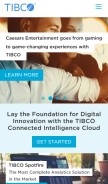How tibco.com looks like on a mobile device such as an iPhone.