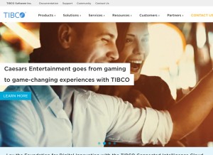 How tibco.com looks like on a tablet such as an iPad.