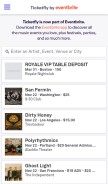 How ticketfly.com looks like on a mobile device such as an iPhone.