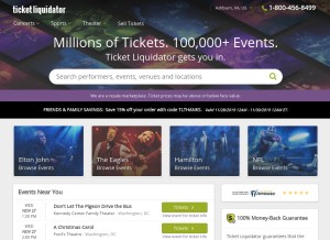 How ticketliquidator.com looks like on a tablet such as an iPad.