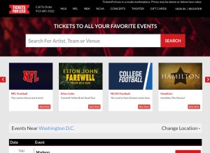 How ticketsforless.com looks like on a tablet such as an iPad.