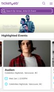 How ticketweb.ca looks like on a mobile device such as an iPhone.
