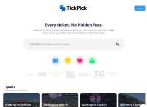 How tickpick.com looks like on a tablet such as an iPad.
