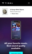 How tidal.com looks like on a mobile device such as an iPhone.