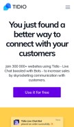 How tidio.com looks like on a mobile device such as an iPhone.