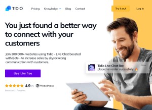How tidiochat.com looks like on a tablet such as an iPad.
