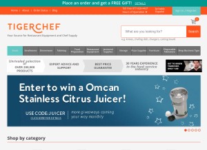 How tigerchef.com looks like on a tablet such as an iPad.