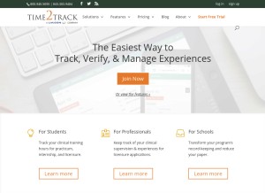 How time2track.com looks like on a tablet such as an iPad.