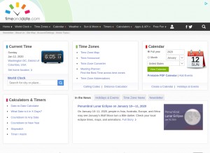 How timeanddate.com looks like on a tablet such as an iPad.