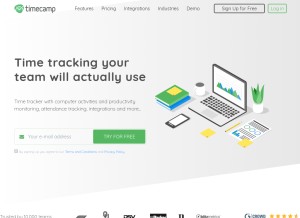 How timecamp.com looks like on a tablet such as an iPad.