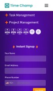 How timechamp.io looks like on a mobile device such as an iPhone.