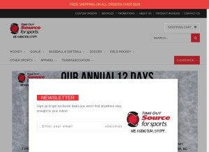 How timeoutsports.ca looks like on a tablet such as an iPad.