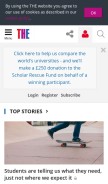 How timeshighereducation.com looks like on a mobile device such as an iPhone.