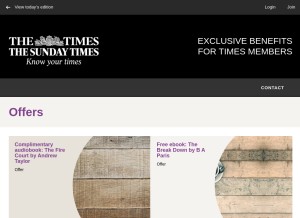 How timesmembership.com looks like on a tablet such as an iPad.