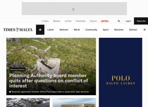 How timesofmalta.com looks like on a tablet such as an iPad.