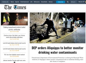 How timesonline.com looks like on a tablet such as an iPad.