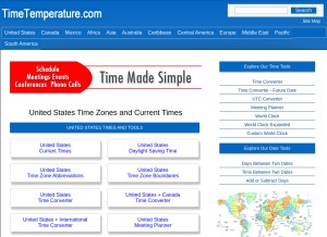 How timetemperature.com looks like on a tablet such as an iPad.