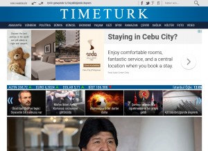 How timeturk.com looks like on a tablet such as an iPad.